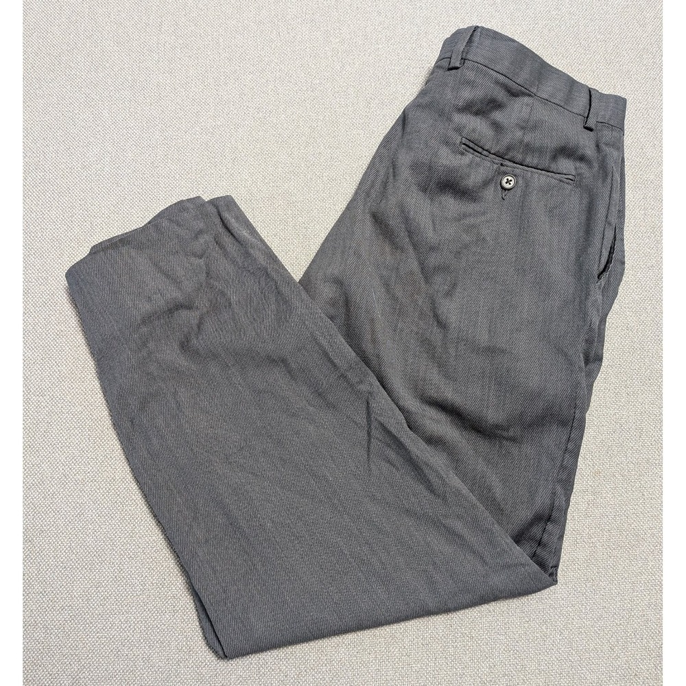 Hart Schaffner Marx Men's Gray 36x30 Wool Flat Front Dress Pants Trousers Office